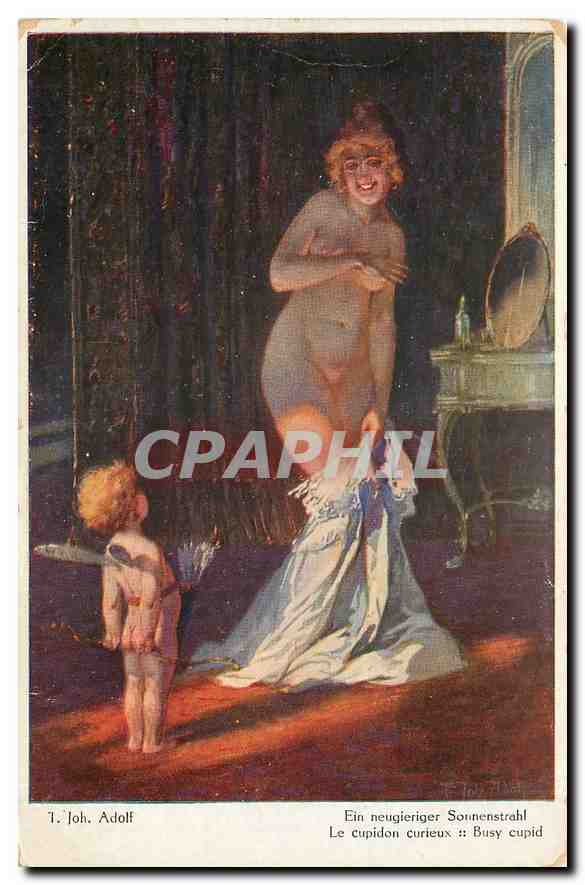 Neugieriger Cupido — Bade Szene — T. Joh. Adolf