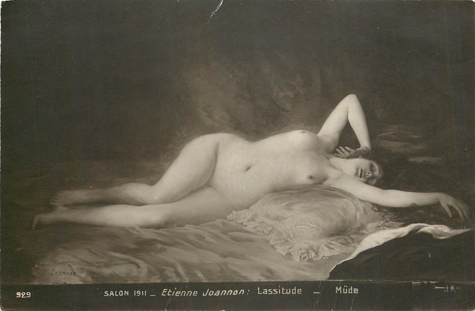 CPA Femme nue erotique Salon 1911 Etienne Joannon Lassitude 