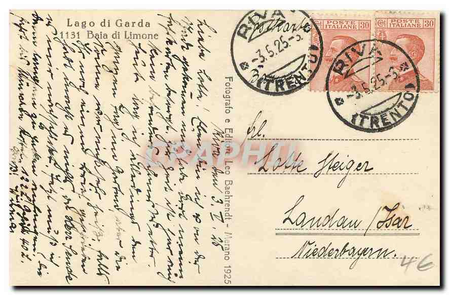 CPM Lago di Garda Baia di Limone  — Rückseite