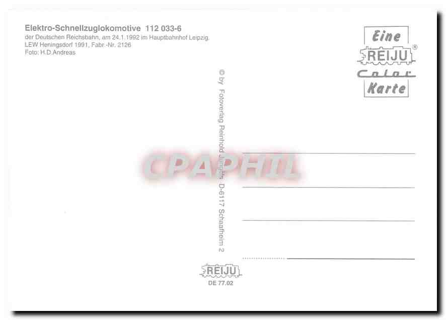 CPM Locomotive 112 033 6  — Verso