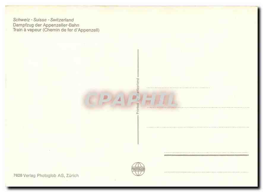 CPM Switzerland Dampfzug der Appenzeller Bahn  — Verso