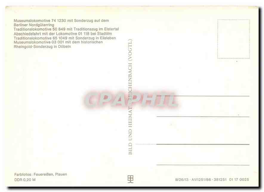 CPM Locomotive 74 1230 Locomotive 50 849 Locomotive 01 118 Locomotive 65 1049 Locomotive 03 001   — Verso