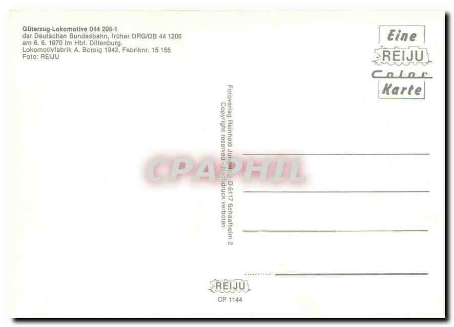 CPM Locomotive 044 206 1  — Verso