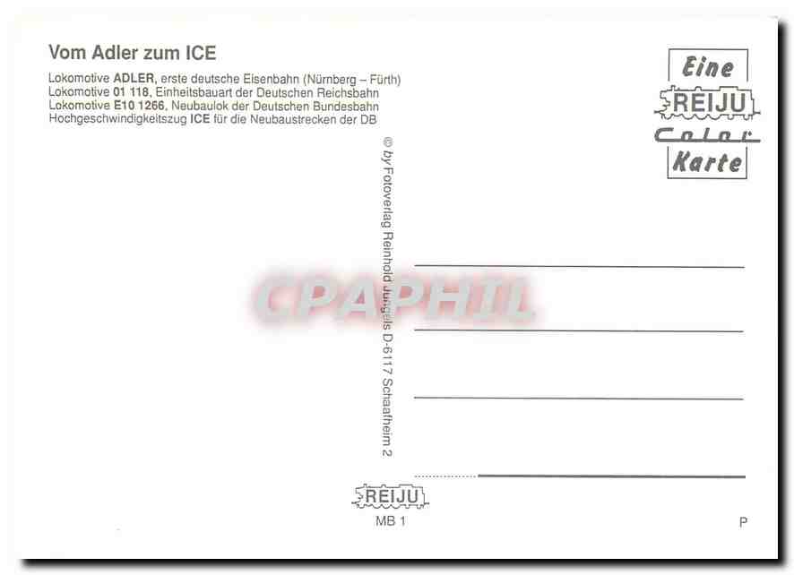 CPM Locomotive ADLER Locomotive 01 118 Locomotive E10 1266  — Verso
