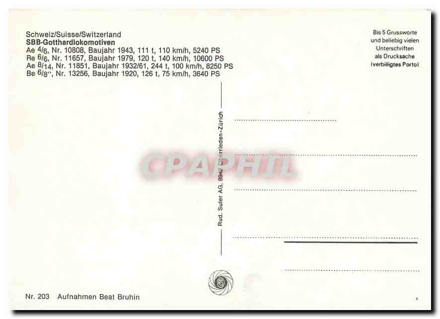 CPM SBB Gotthardlokomotiven  — Verso