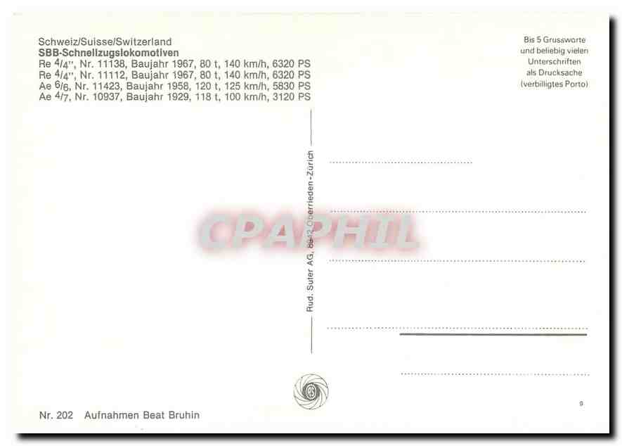 CPM SBB Schnellzugslokomotiven  — Verso