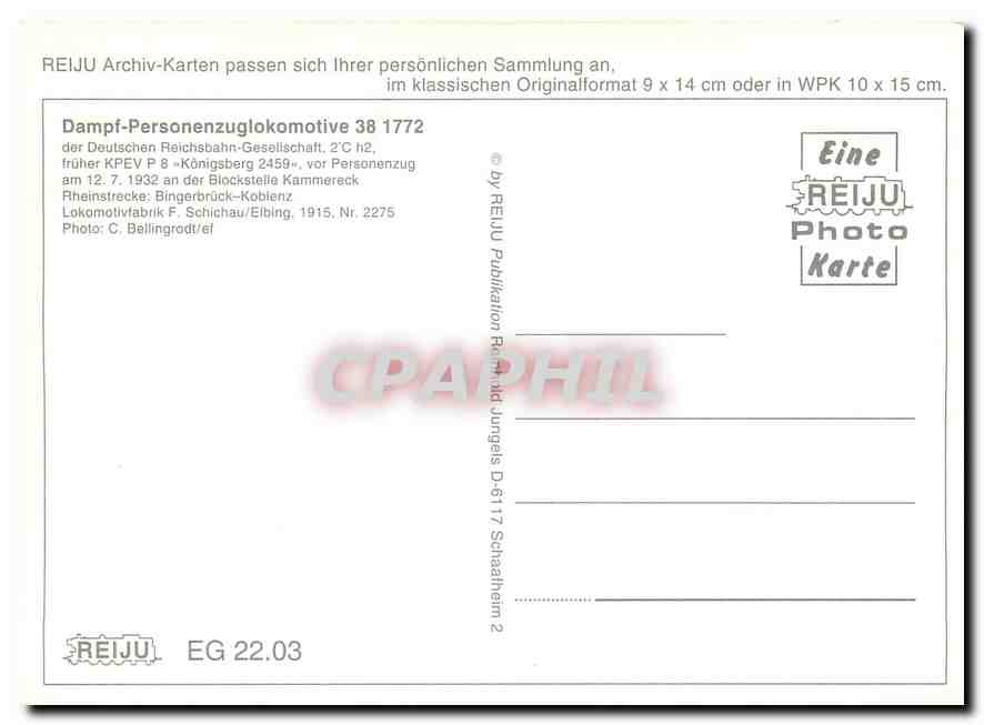CPM Locomotive DRG 38 1772  — Verso