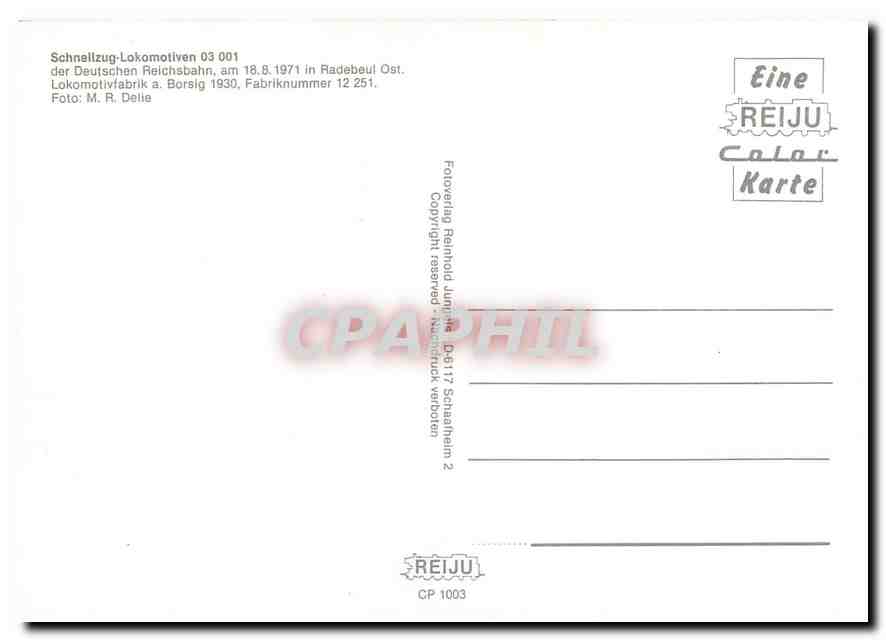 CPM Locomotive 03 001  — Verso