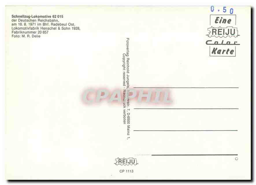 CPM Locomotive 62 015  — Verso