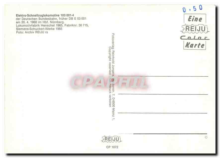 CPM Locomotive 103 001 4  — Verso