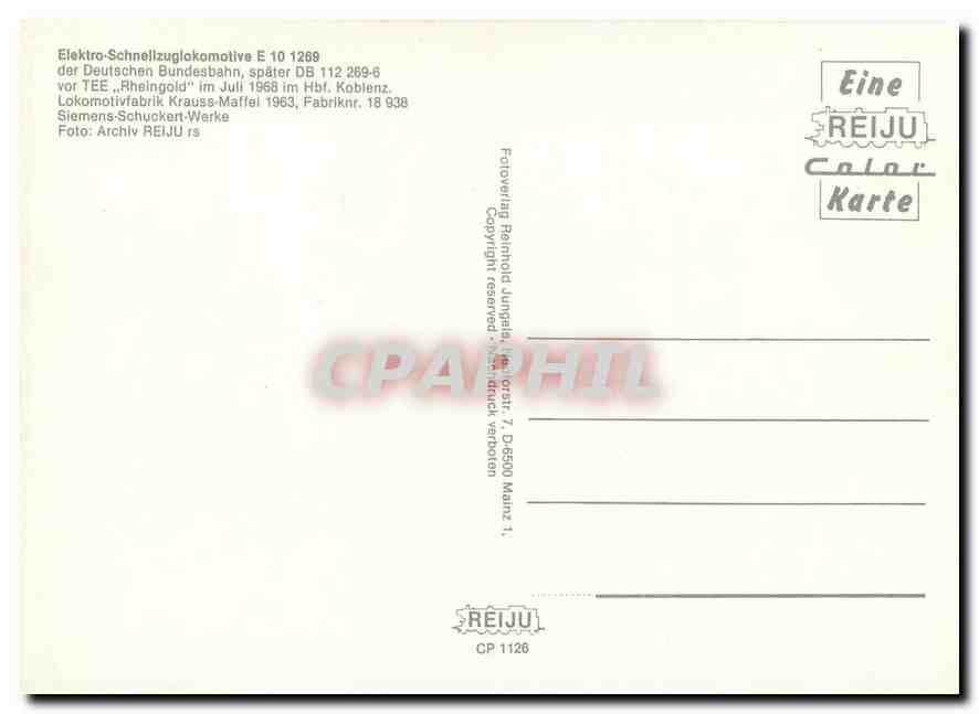 CPM Locomotive E 10 1269  — Verso