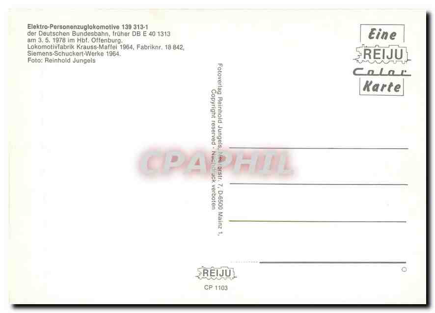 CPM Locomotive 139 313 1  — Verso