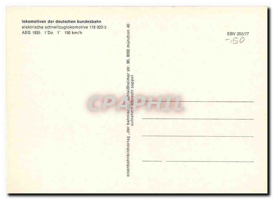 CPM Locomotive 118 022 3  — Verso