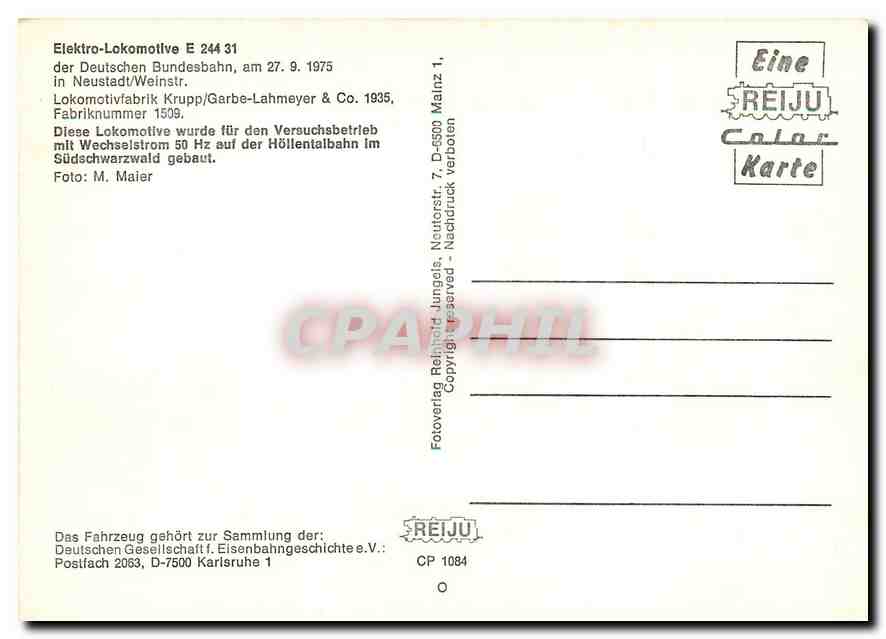 CPM Locomotive E 244 31  — Verso