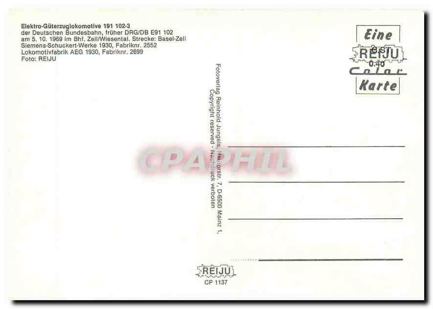 CPM Locomotive 191 102 3  — Verso