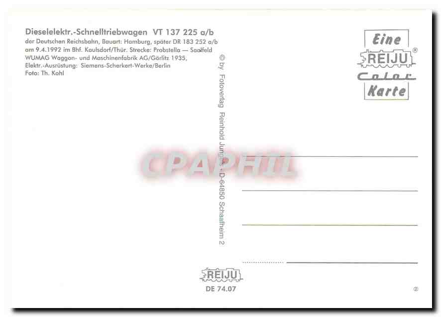 CPM Dieselelektr Schnelltriebwagen VR 137 225  — Verso