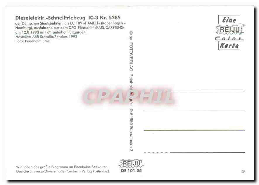 CPM Dieselelektr Schnelltriebzug IC R Nr 5285  — Verso