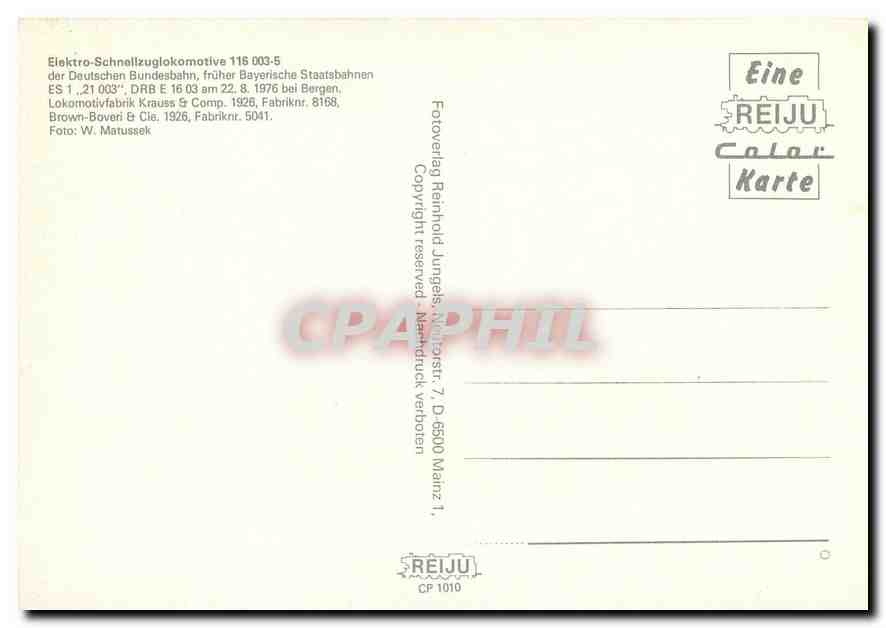 CPM Locomotive 115 003 5  — Verso