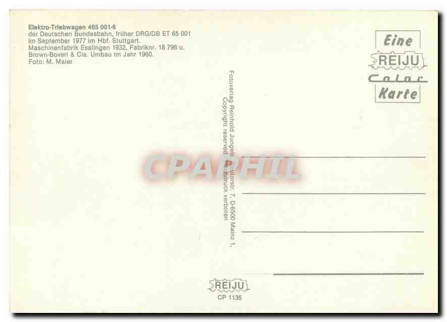 CPM Elektro Triebwagen 485 001 8  — Verso