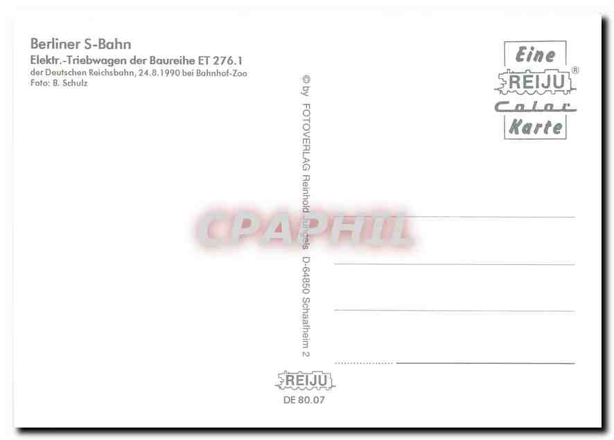 CPM Berliner S Bahn Elektr Triebwagen der Baureihe ET 276 1  — Verso