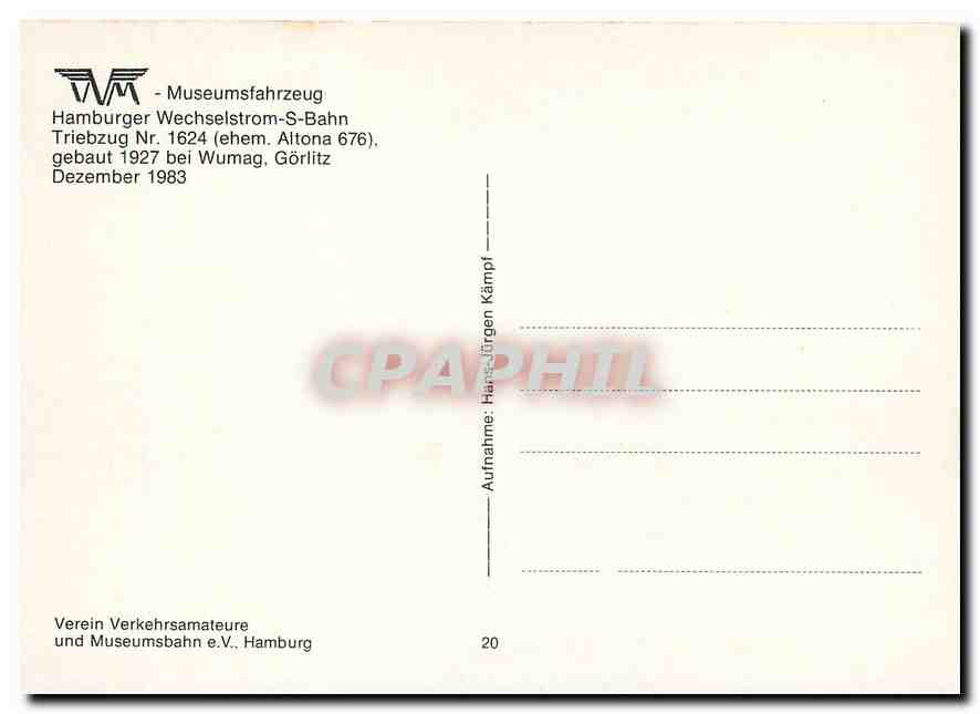CPM Hamburger Wechselstrom S Bahn Triebzug Nr 1624  — Verso