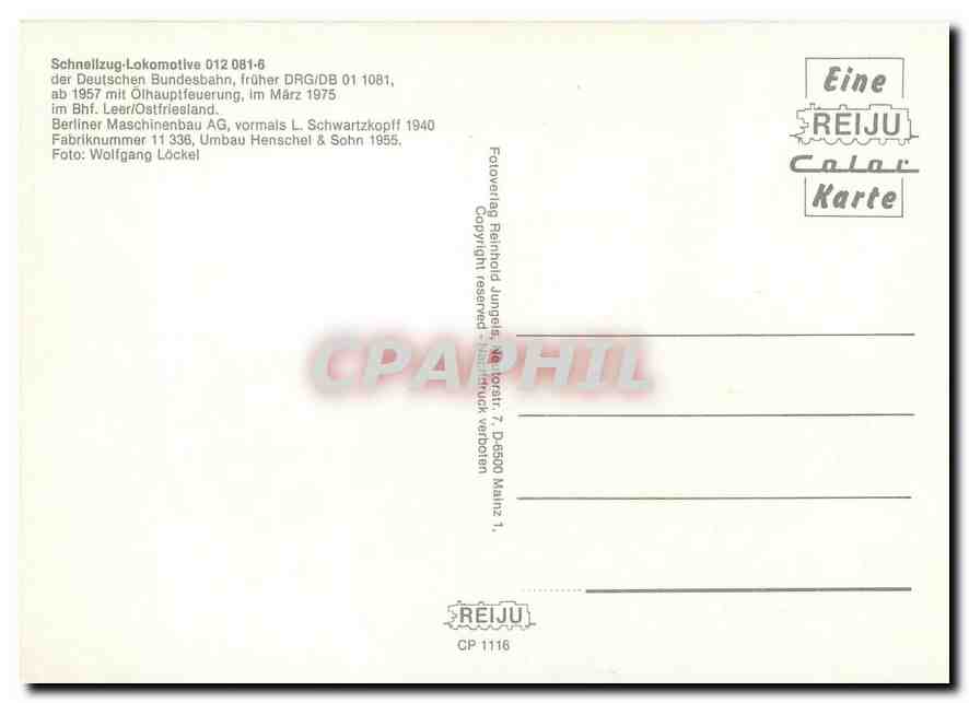 CPM Locomotive 012 081 6  — Verso