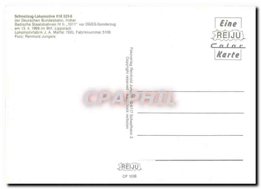 CPM Locomotive 018 323 6  — Verso