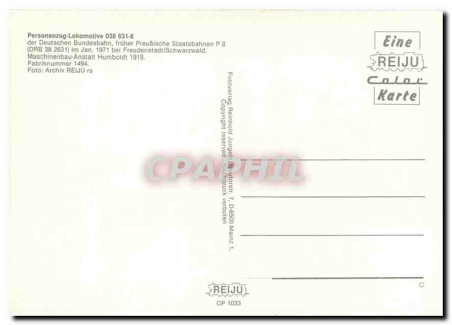 CPM Locomotive 038 631 8  — Verso