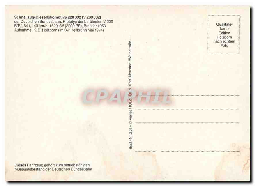 CPM Locomotive 220 002  — Verso