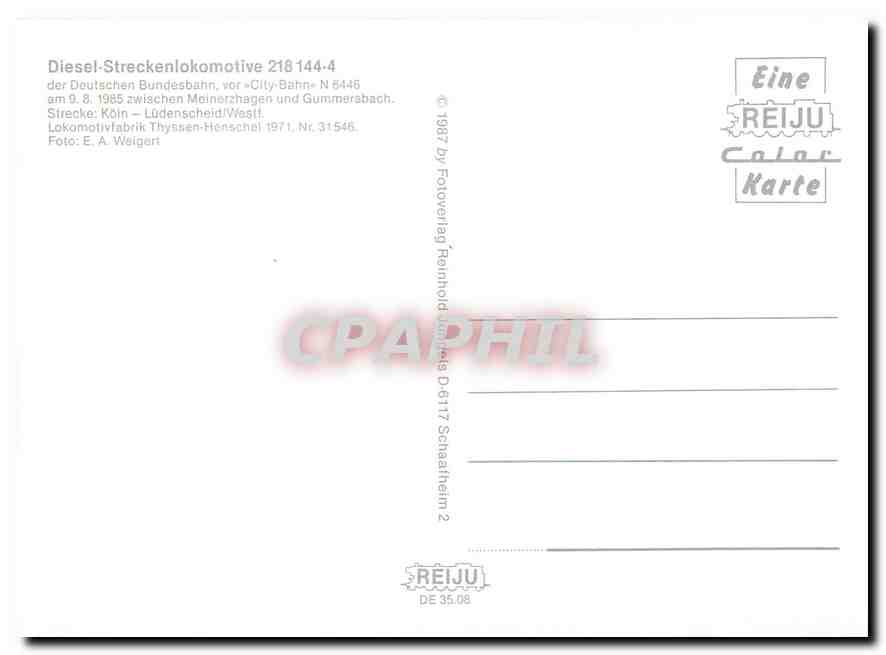 CPM Locomotive 218 144 4  — Verso