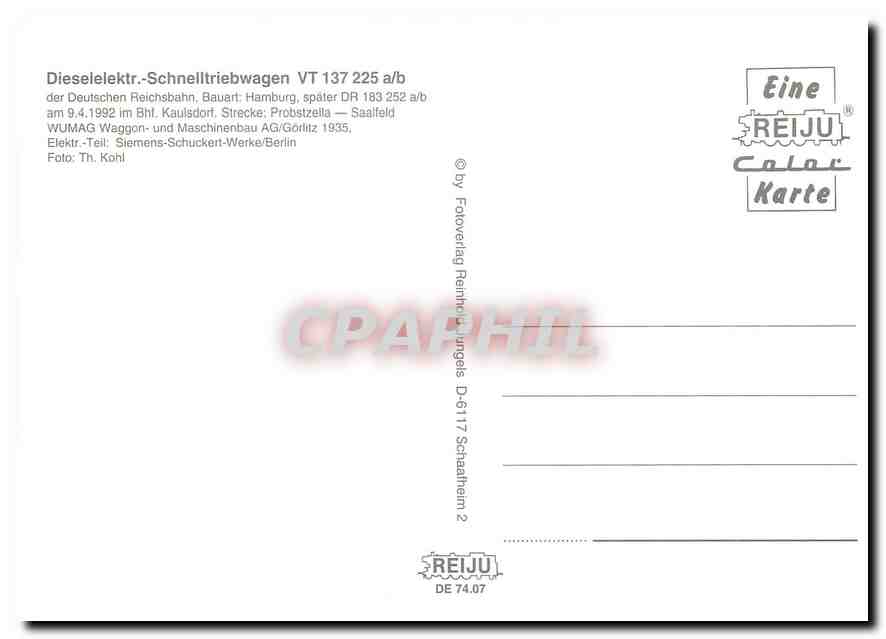 CPM Dieselelektr Schnelltriebwagen VT 137 225 ab  — Verso
