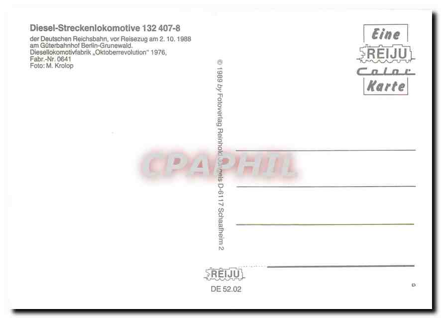 CPM Locomotive 132 407 8  — Verso