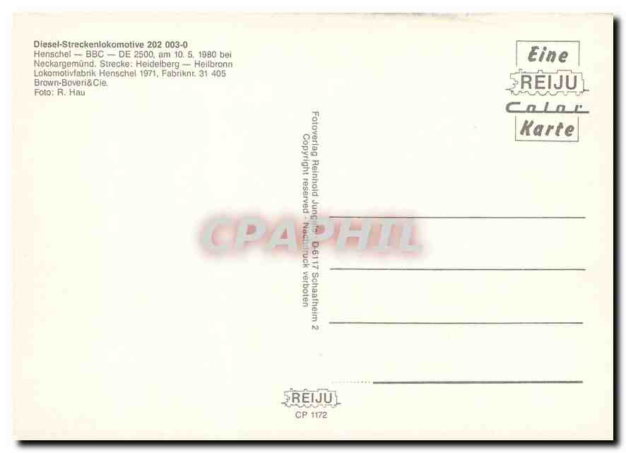 CPM Locomotive 202 003 0  — Verso