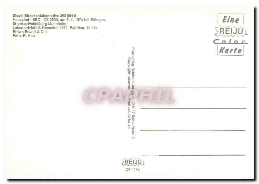 CPM Locomotive 202 004 8  — Verso