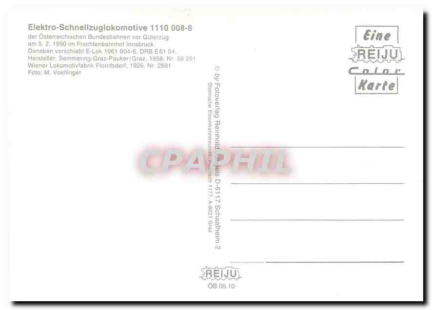 CPM Locomotive 1110 008 8  — Verso