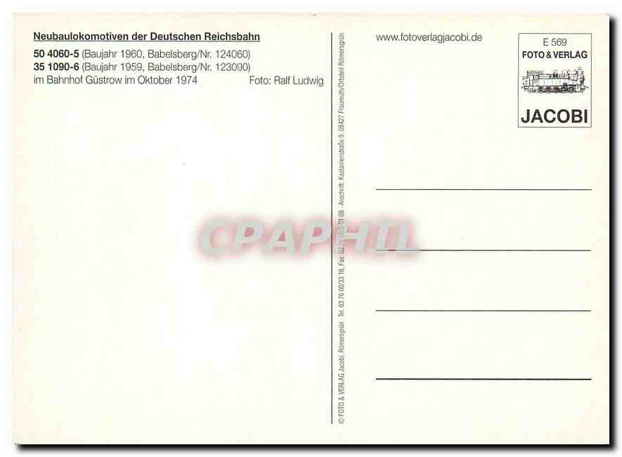 CPM Neubaulokomotiven der Deutschen Reichsbahn 40 4060 5 35 1090 6  — Verso
