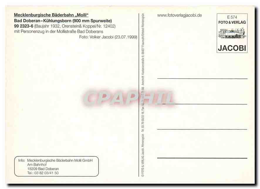 CPM Mecklenburgische Baderbahn Molli Bad Doberan Kuhlungsborn  — Verso