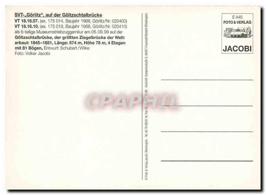 CPM SVT Gorlitz auf der Goltzschtalbrucke VT 18 16 07 VT 18 16 10  — Verso