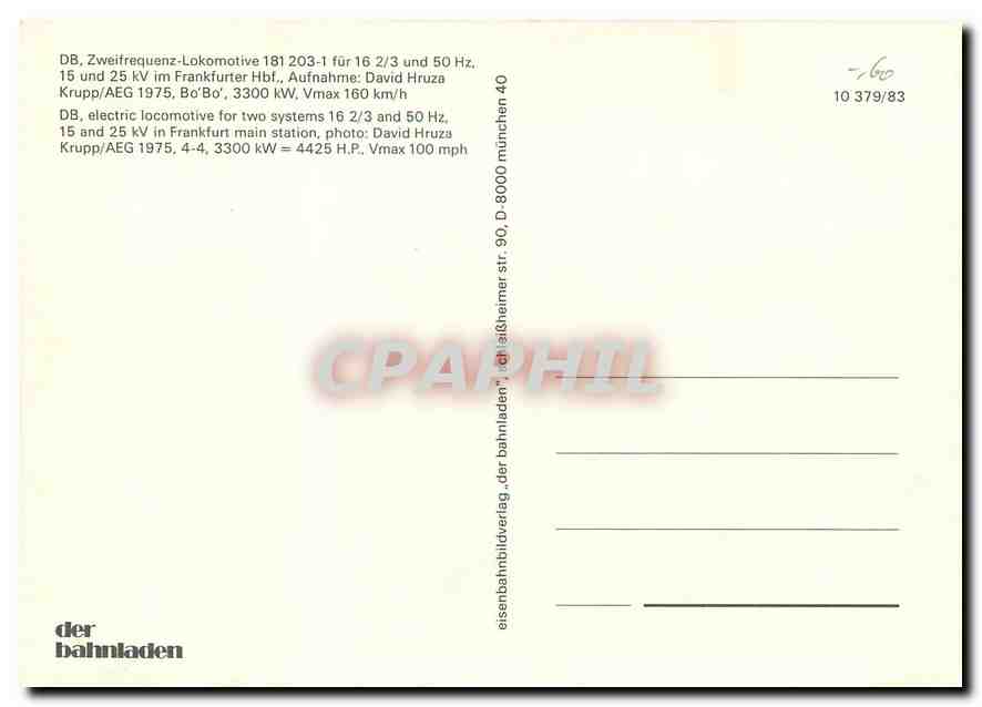 CPM Locomotive 181 203 1 DB electric locomotive for two systens  — Verso