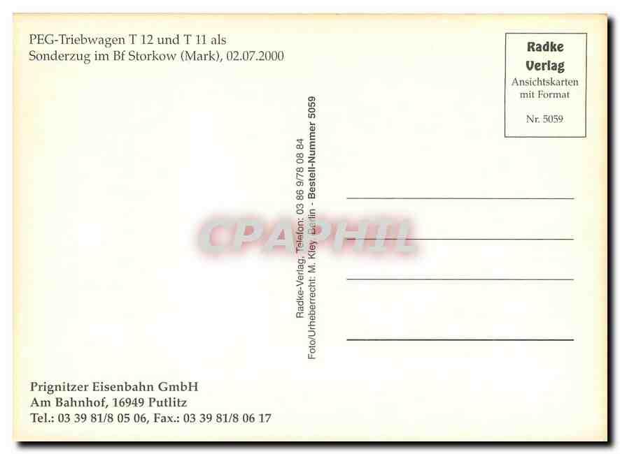 CPM PEG Triebwagen T12 und T11 als Sonderzug im Bf Storkow  — Verso