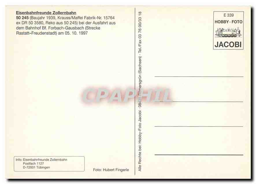 CPM Eisenbahnfreunde Zollernbahn 50 245  — Verso
