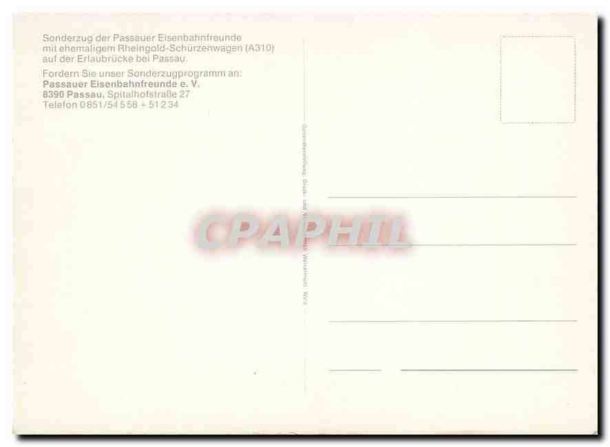 CPM Sonderzug der Passauer Eisenbahnfreunde mit ehemaligem Rheingold Schurzwagen  — Verso