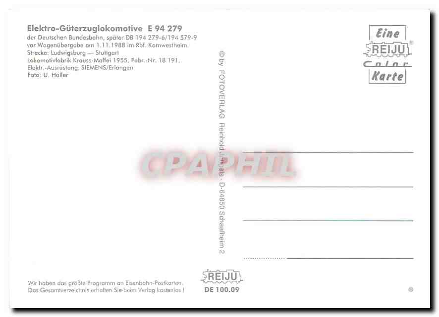 CPM Locomotive E 94 279  — Verso
