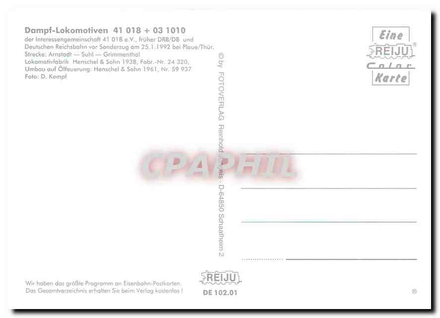 CPM Locomotive 41 018 03 1010  — Verso