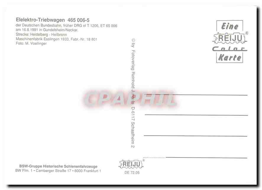 CPM Elelektro Triebwagen 465 006 5  — Verso