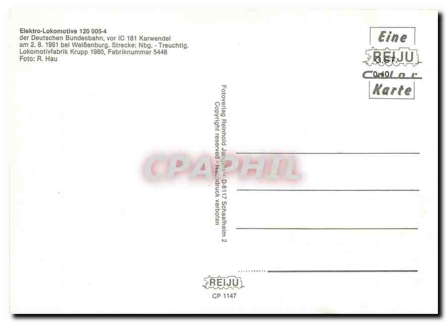 CPM Locomotive 120 005 4  — Verso