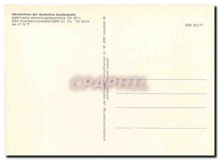 CPM Locomotive 103 187 1  — Verso