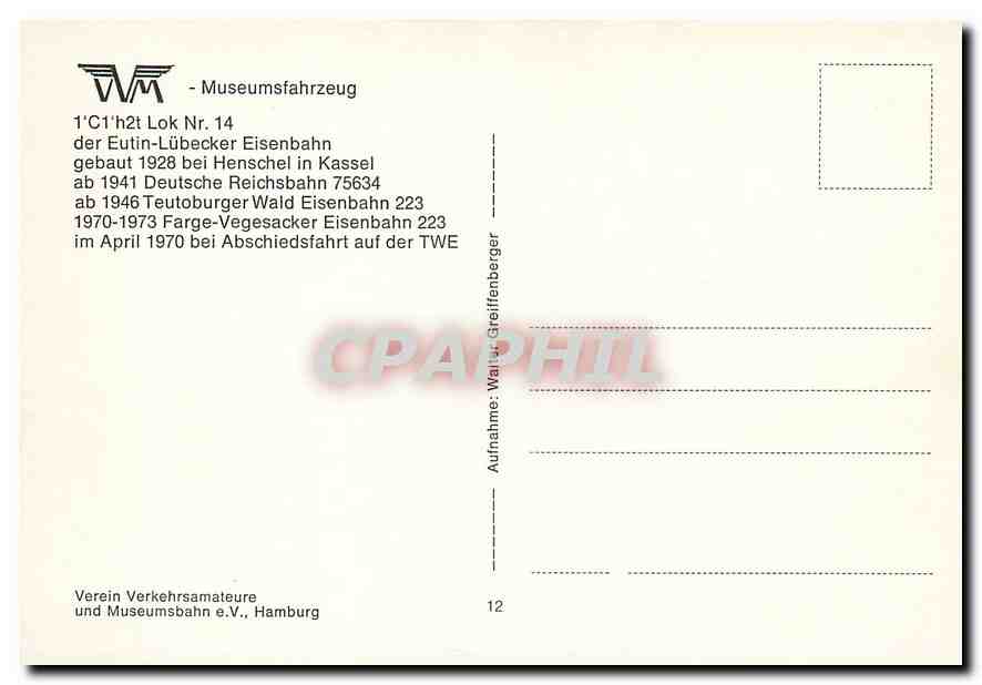 CPM 1 C1 h2t Lok Nr 14 der Eutin Lubecker Eisenbahn  — Verso