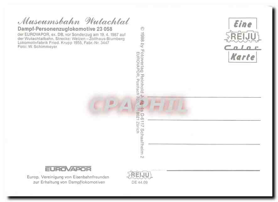 CPM Locomotive 23 058  — Verso