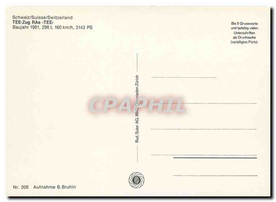 CPM Switzerland Tee Zug RAe TEE  — Verso